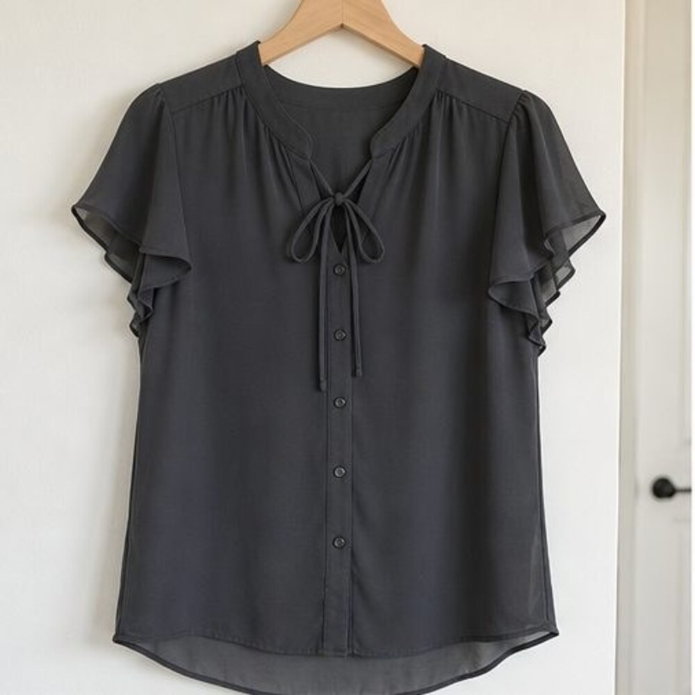 Charcoal Ruffle Blouse